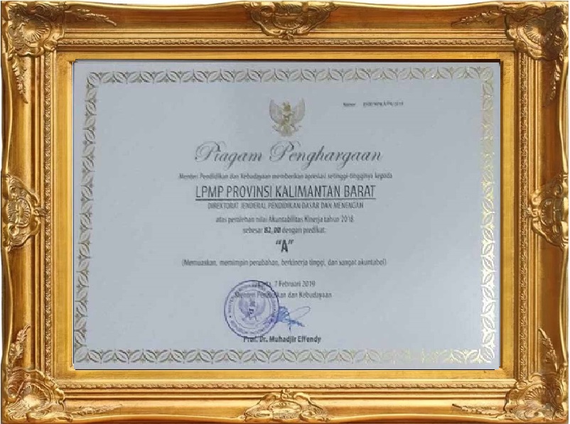 Sertifikat Penghargaan Unit Layanan Terpadu di Unit Pelaksana Teknis Daerah dengan Predikat "baik"  Tahun 2020